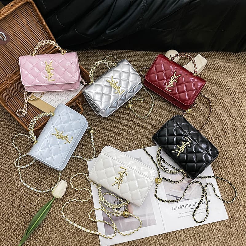 Fashion chain women's bag small fragrant diamond handbag women's light luxury hot style versatile shoulder crossbody bag