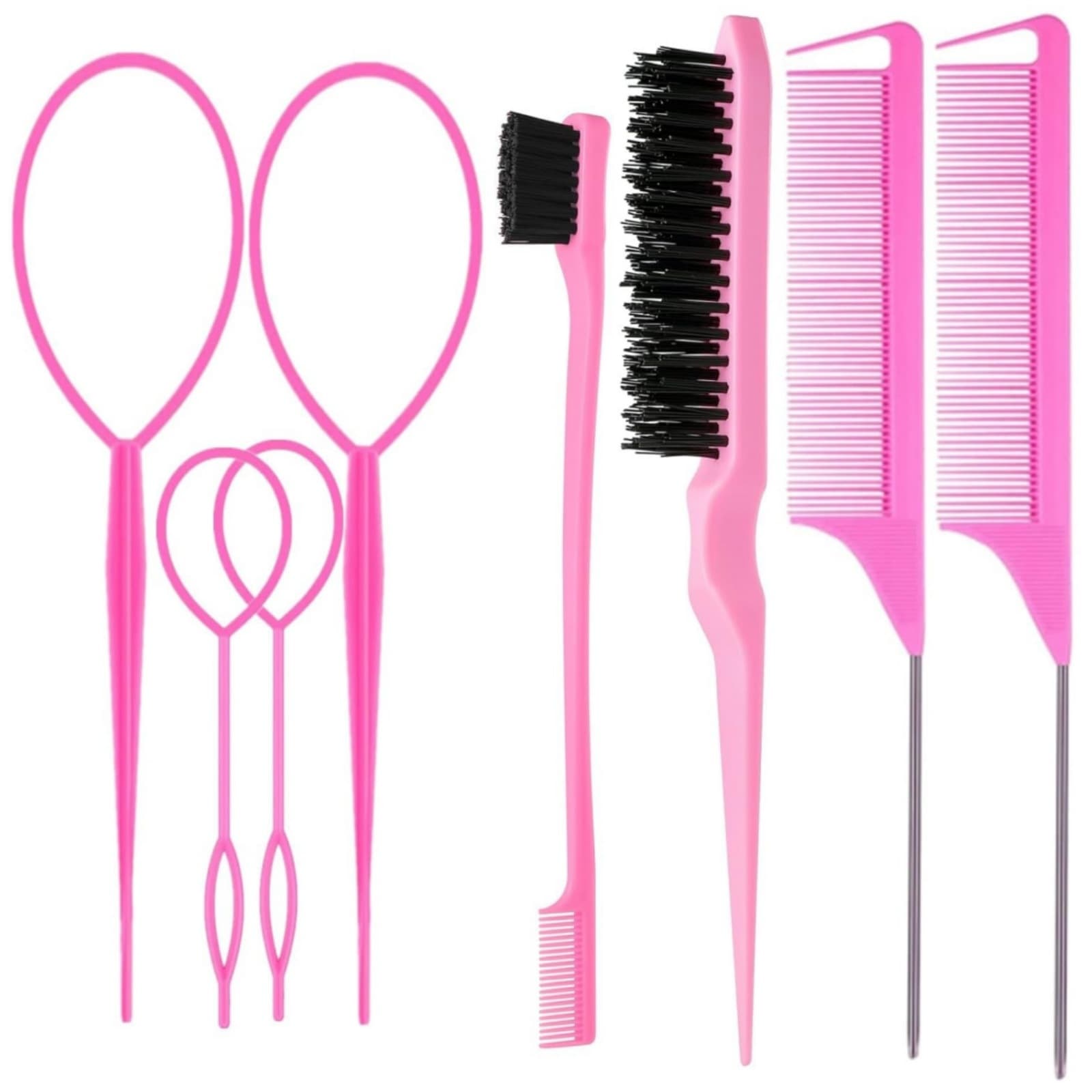 Cross-border Hair Brush Set Nylon Teasing Brush Double-sided Edge Brush Smooth Comb Pointed Tail Comb