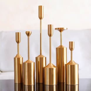 European Candle Holder 6-Piece Set Electroplated Wedding Holiday Decoration Prop Restaurant Candlelight Dinner Decoration Craft Candle