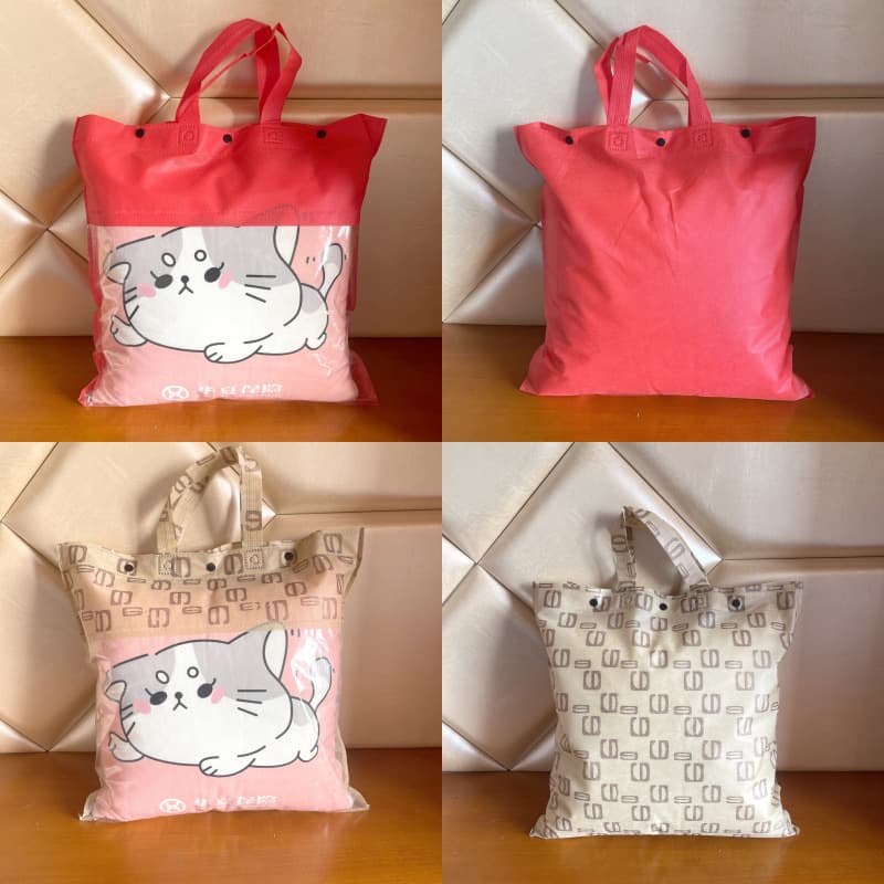 Universal solid color non-woven visible packaging pillow gift bag, usable as gift bag for pillow blankets, non-woven bag