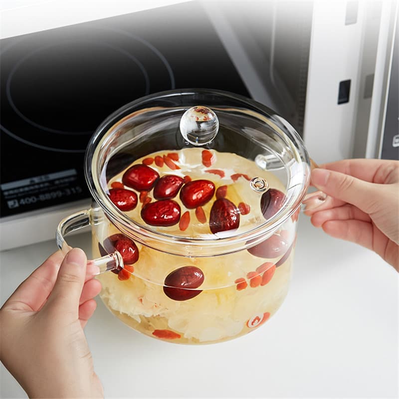Open Flame Heatable Baby Food Instant Noodle Bowl Stew Soup Pot Double-handled Milk Pot Wholesale Glass Pot High Borosilicate Glass Soup Pot