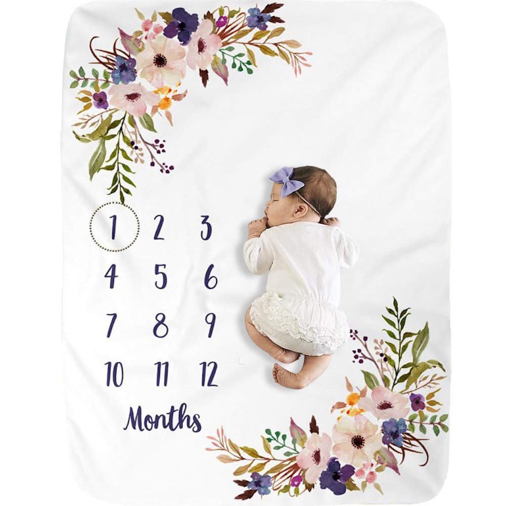 Creative Baby Milestone Blanket Photo Background Blanket Polyester Fiber Summer Spring Autumn Winter Floral Pattern Baby Supplies