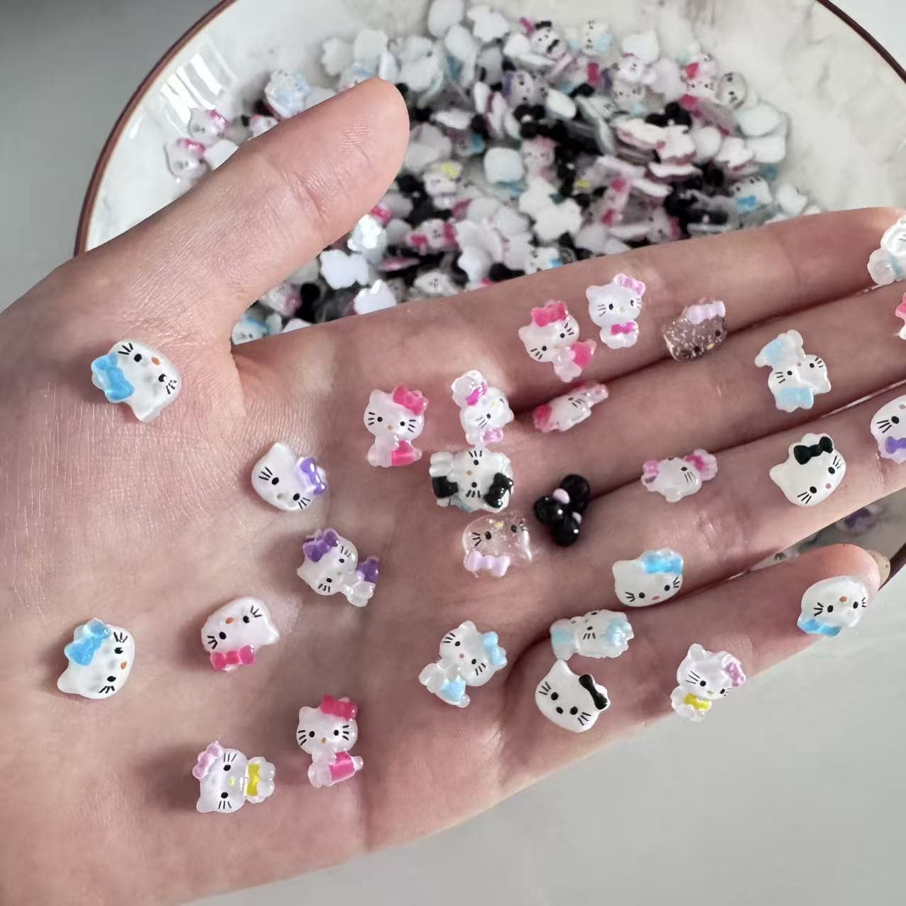 Hot summer kitty cat nail art accessories cute bow kt wearable nail material bag accessories color wholesale