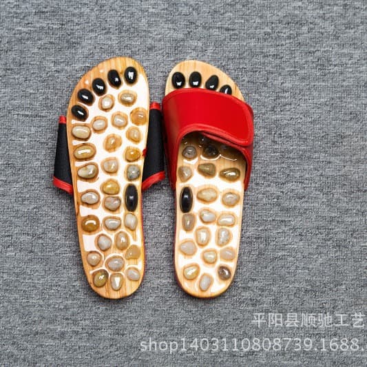 Factory wholesale pebble massage slippers, foot acupressure home shoes, unisex summer couple style health shoes