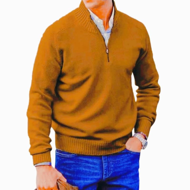 Wool Sweater Independent Foreign Trade Men's Zip-Up Stand Collar Sweater Pullover Wool Sweater Amazon Quality