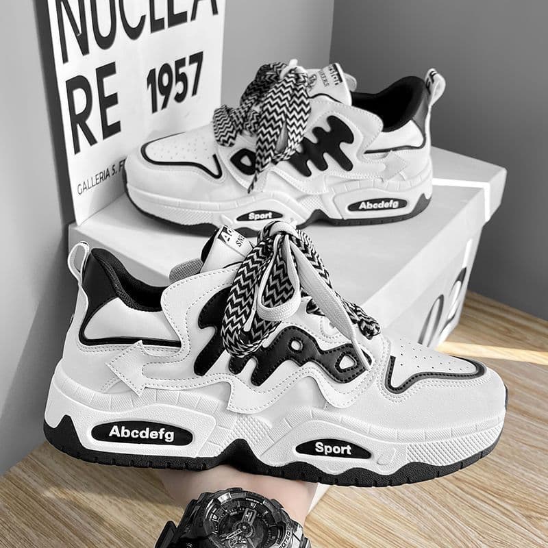 Dad Shoes Men's Ins Fashion Spring Autumn Casual Sneakers Korean Style Versatile Sports Shoes Heightening Bread Shoes