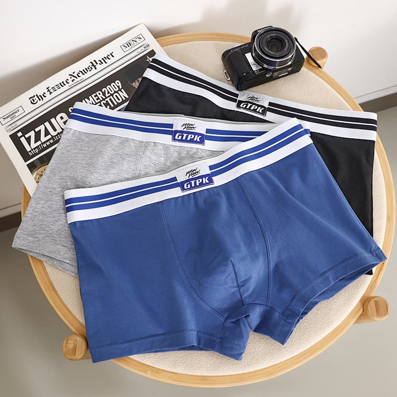 New Men's Solid Color Cotton Mid-Rise Briefs, Youth Japanese Style Boxer Briefs, Plus Size Men's Underwear