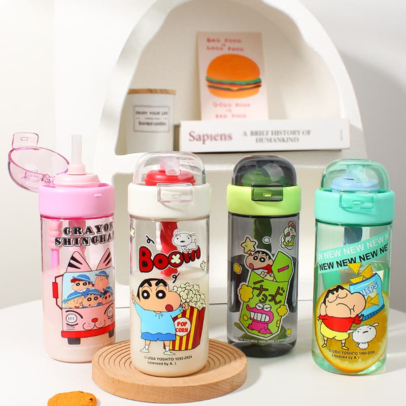 Water bottle with large capacity and high appearance, kettle, sports water cup, crayon Shin-chan cup, cartoon portable children's student water cup
