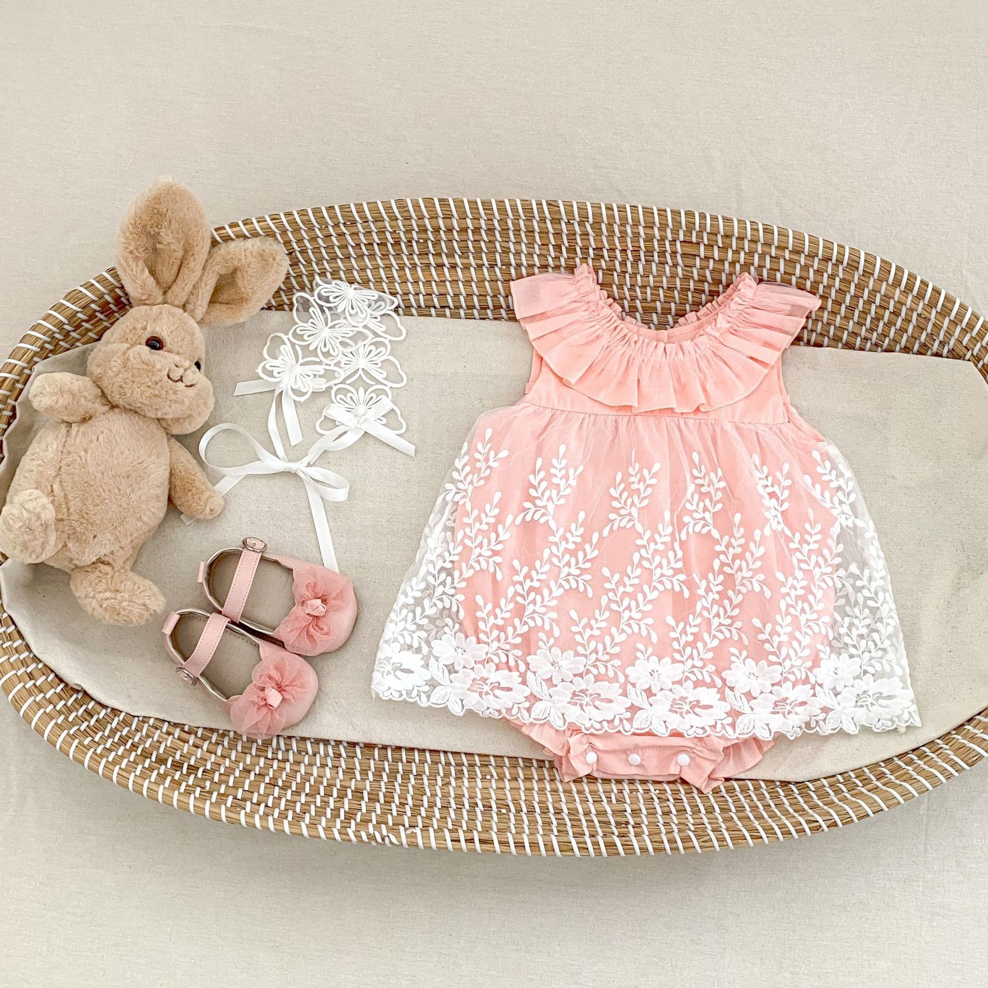 Summer Baby Girl Princess Bodysuit Dress Embroidered Soft Tulle Romper Newborn Full Moon 100 Days Bodysuit Crawling Suit