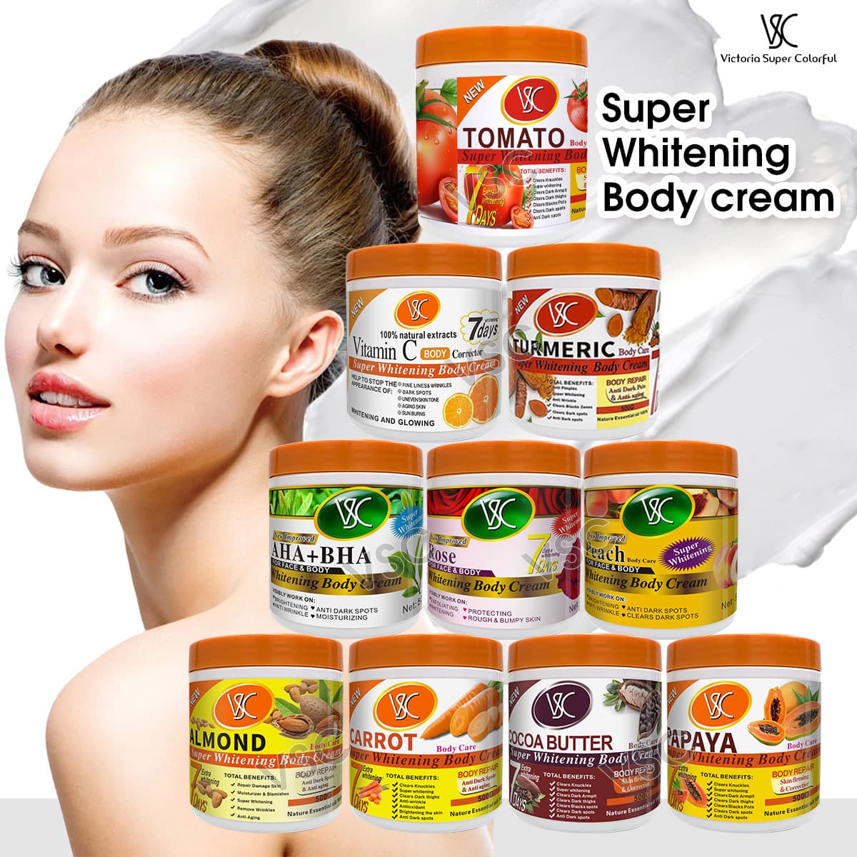 Cross-Border Export Turmeric Moisturizing Cream 500g Brightening, Darkening, Hydrating and Moisturizing Skin Vc Body Cream Moisturizing Cream