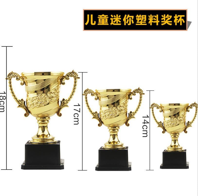 2024 new children's trophy plastic mini trophy handshake trophy without lid rose plated plastic cup in stock