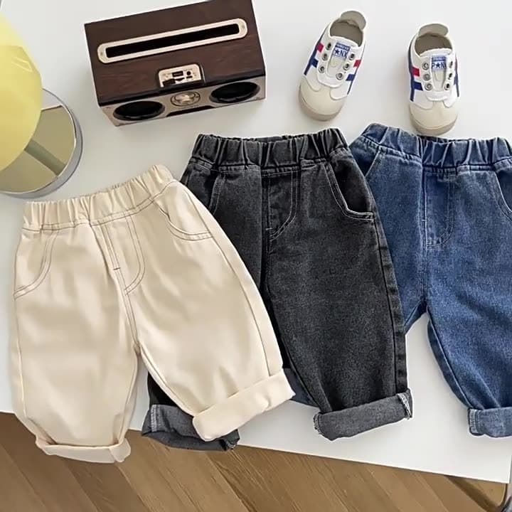 New Spring Autumn Fashionable Jeans for Boys and Girls, Kids' Solid Color Soft Straight-Leg Casual Pants