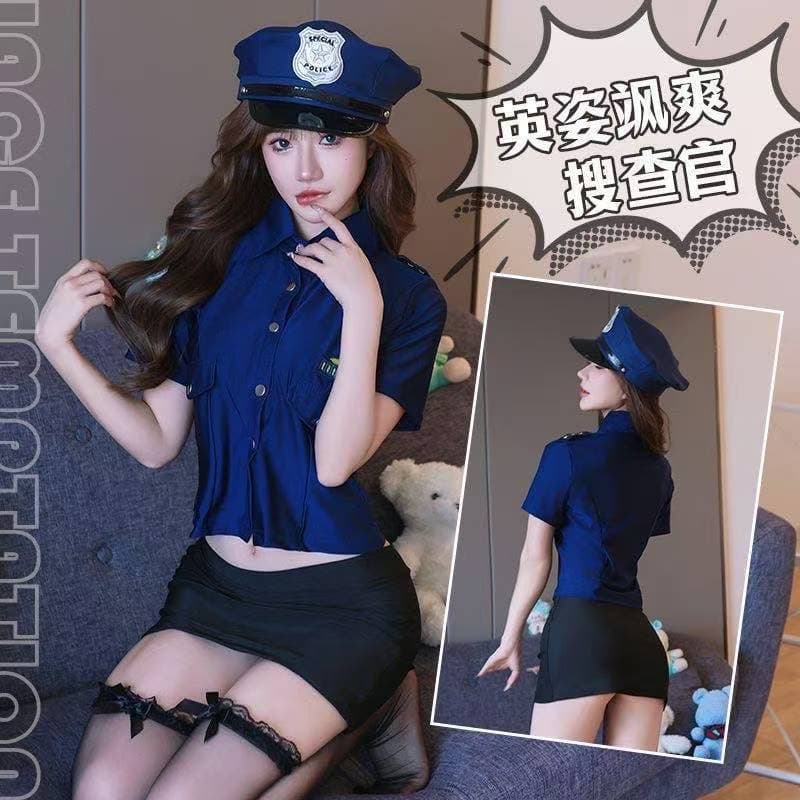 Sexy Policewoman Air Stewardess Uniform Set Cosplay Role-Play Pure Desire Maid Outfit Pure Desire Lingerie Seductive Sleepwear