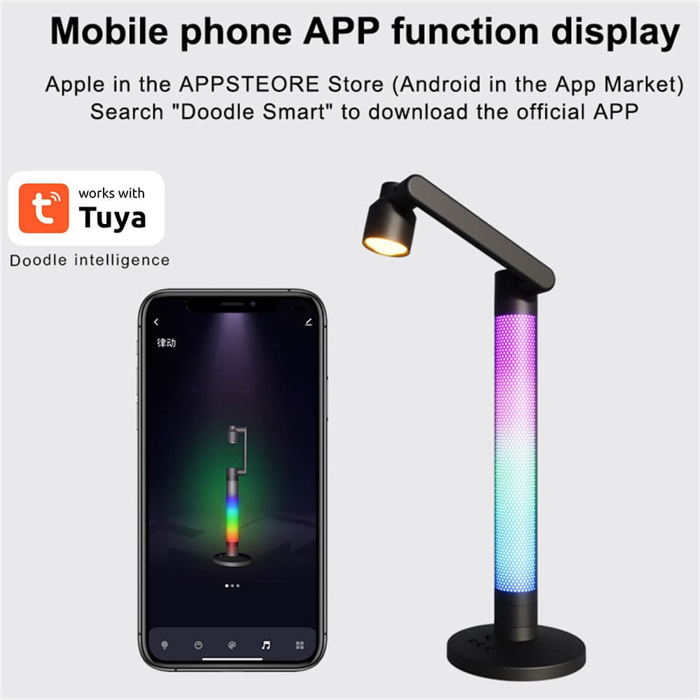 APP Smart Ambient Table Lamp Desktop Reading Light Smart Tuya WiFi Bedside Night Light Rotatable Ambient Light