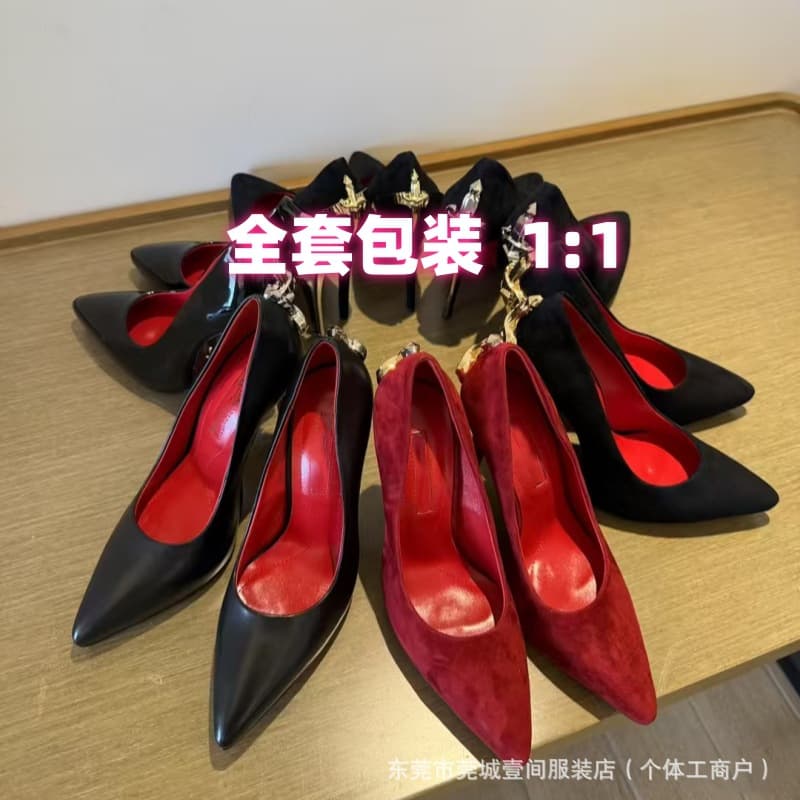 2026 New European and American Pointed Toe Dagger Ultra High Heel Sword Single Shoes Fashionable Versatile Slip-on Stiletto Heels for Women