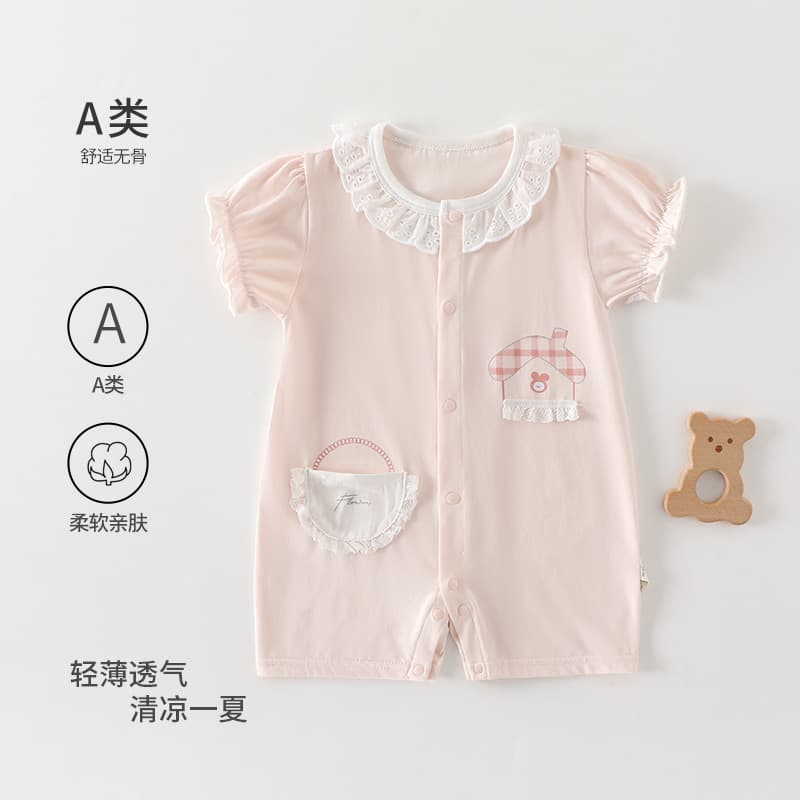 Baby Summer Thin Short-Sleeve Bodysuit Class A - Princess Sweet and Cute New Style for Girls