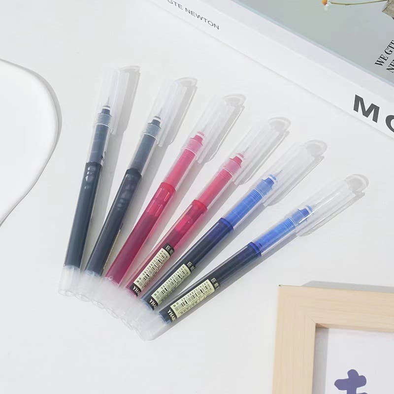 Juneng writes straight liquid ballpoint pen quick-drying black gel pen large-capacity needle tube signature pen ballpoint pen 0.5m
