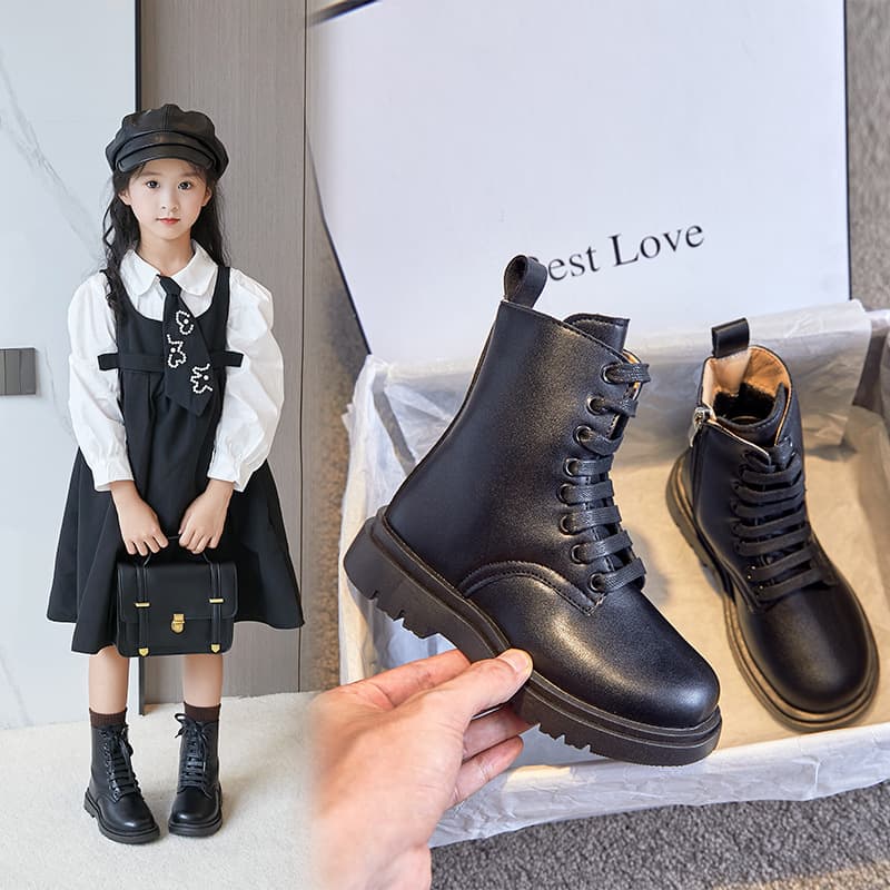 Girls' Boots 2025 Winter Fleece-Lined Korean Style Girls' Shoes Performance High-Top Martin Boots Cotton Children's Boots