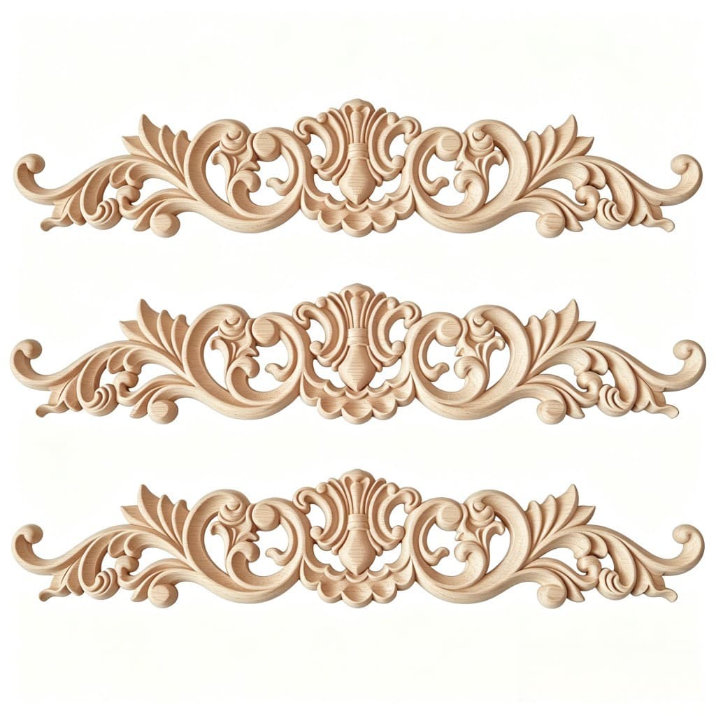 European-style Dongyang wood carving craft panel, solid wood carved applique door carving, long strip small side cabinet applique piece
