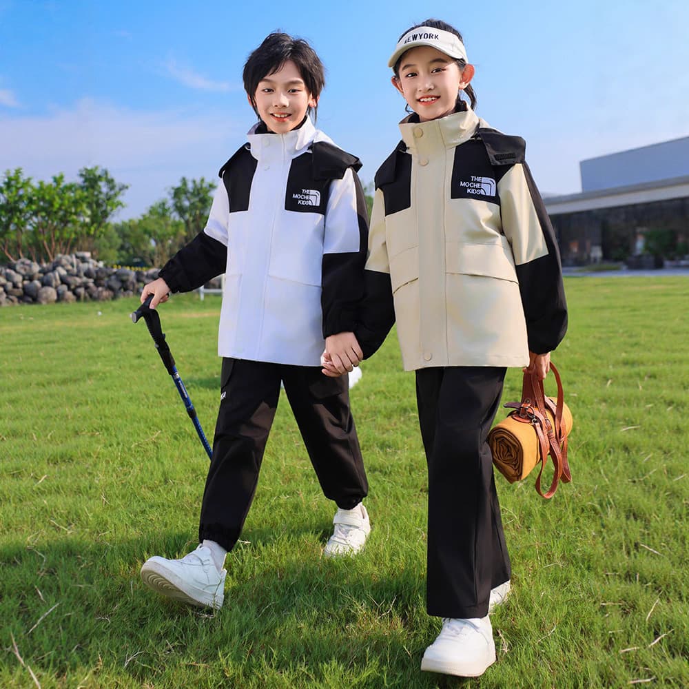 Children's windbreaker three-in-one windproof waterproof mountaineering suit, mid to large kids' ski jacket, boys' and girls' three-proof warm coat