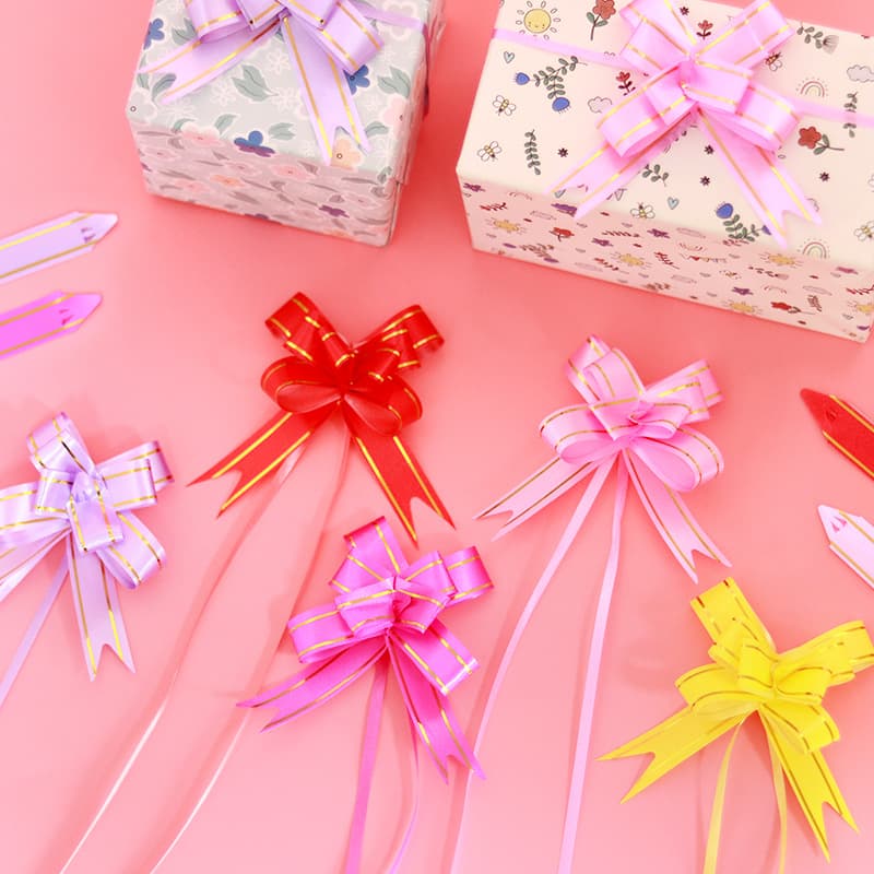 Gift with gold-edged ribbon decoration box, gift with bow wrapping, wedding car decoration, 3D drawstring