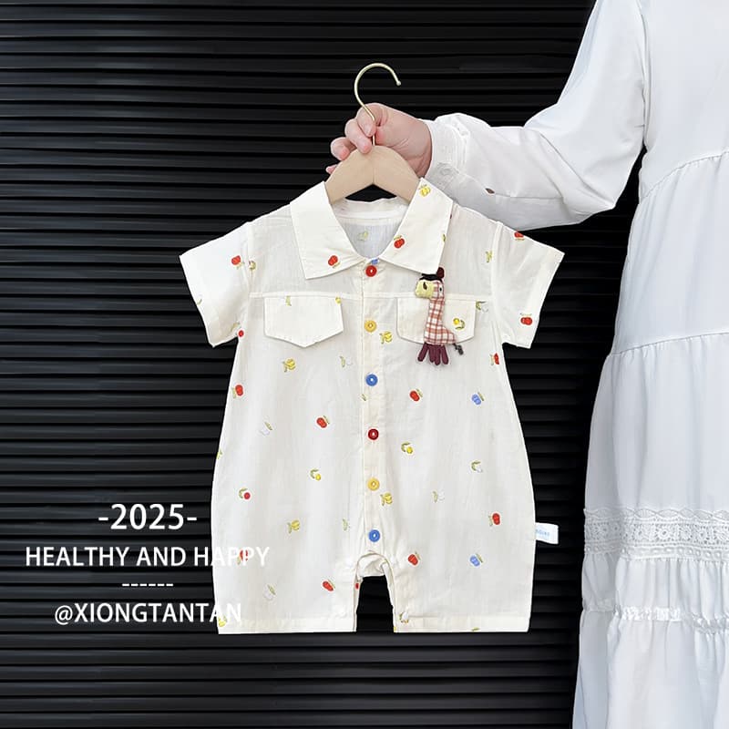 Newborn Baby Clothes Summer Thin Newborn Boy Stylish Korean Style Romper Full Month 100 Days Onesie Outfit Going Out Clothes