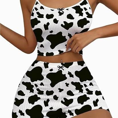 Amazon European and American cow sexy lingerie set cross-border new print bandeau