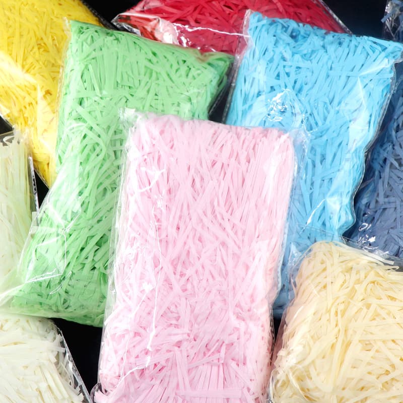 Manufacturer direct sale high-quality raffia gift box filler raffia grass strips multiple specifications 10g-100g in-stock wholesale