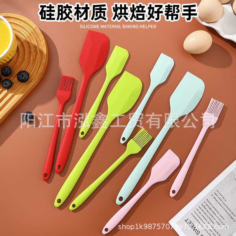 Silicone Spatula Set 3-Piece Integrated Spatula Set Kitchen Baking Tool Cake Cream Spatula Silicone Oil Brush