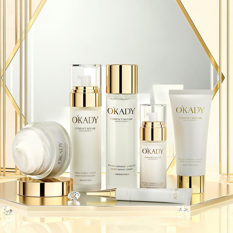 Opei Bifida Ferment Nourishing Repair Skincare Set 6-Piece with Gift Bag, Lipstick, and Cushion Foundation