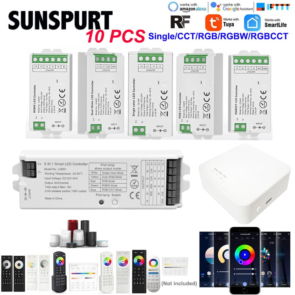 2.4G Grouping LED Dimmer Controller RGB/RGBWC Multicolor Light Strip Smart Grouping Wireless Touch Dimmer