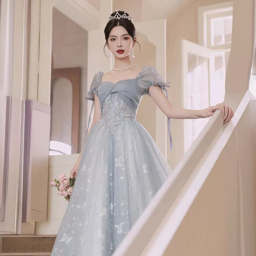 Blue Evening Gown for Women 2026 New Arrival High-End Banquet Elegant Adult Ceremony Student Graduation Art Exam Hostess