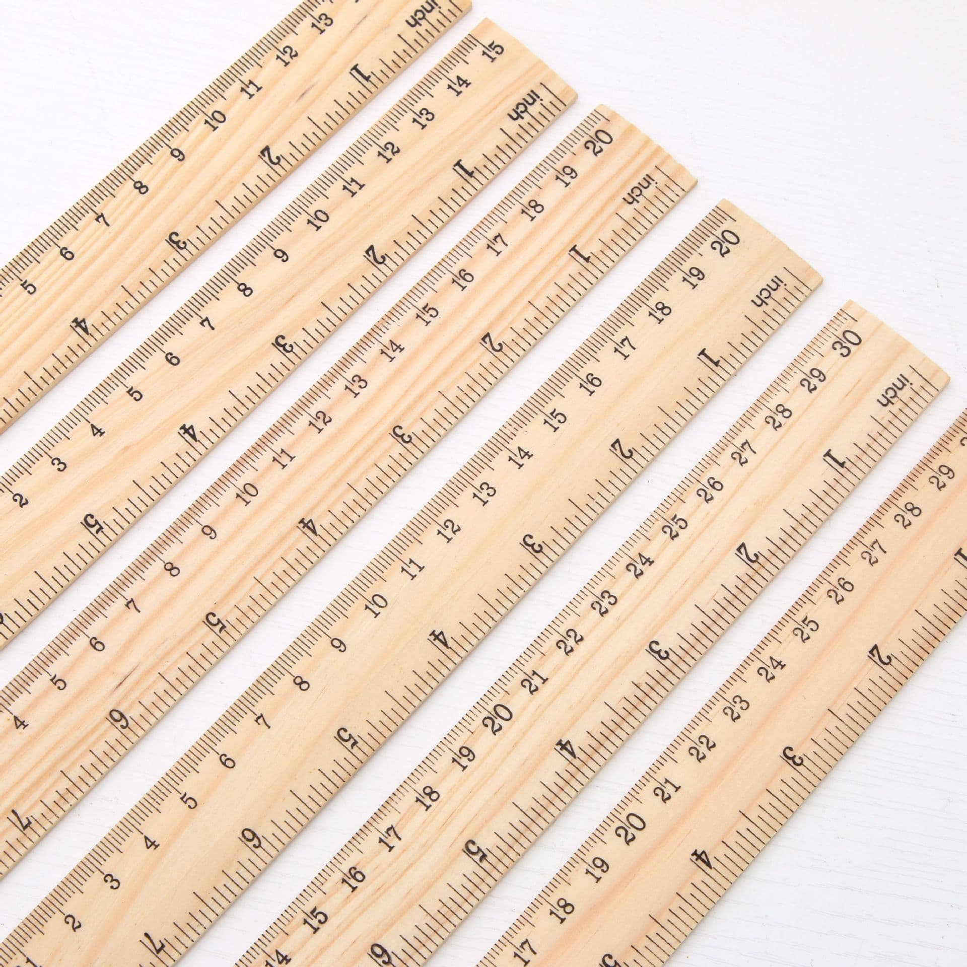 Factory Wholesale Direct Supply Wooden Ruler 15/20/30cm Single-sided Dual-scale Ruler Student Learning Stationery Ruler