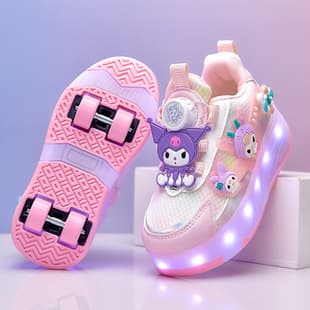 Heel Wheels Shoes Girls Charging Sports Shoes Spring Autumn New Style Light-Up Roller Skates Boys Flashing Light Four-Wheel Roller Skates