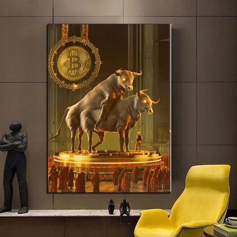 Graffiti Art Taurus Bitcoin Poster JIT Drop Shipping Custom Print Poster Cross-Border E-commerce SHEIN