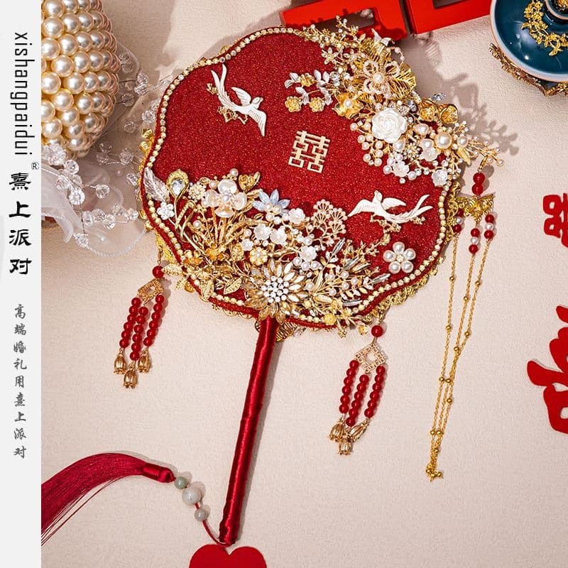 Round fan diy material package wedding fan new Chinese classical wedding handmade fan bestie gift Xiuhe clothing wedding fan
