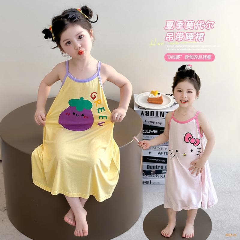 Girls' Strap Nightgown Summer 2025 New Homewear Modal Baby Girl Sleepwear Children's Air Conditioning Pajamas