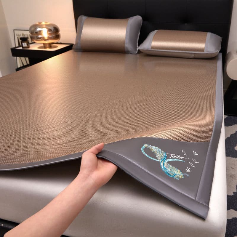 1.5m Home 3-Piece Ice Silk Mat, Thickened Rattan Mat (1.8m/0.6m) for Dormitory, Cross-Border E-Commerce