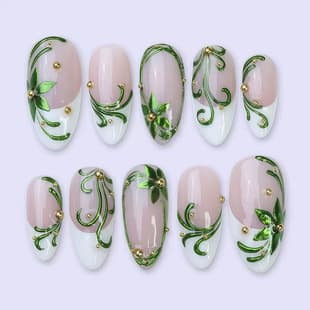 30 Pieces 3D Nail Art Wraps with Small Gold Beads, Wholesale Nail Art Accessories