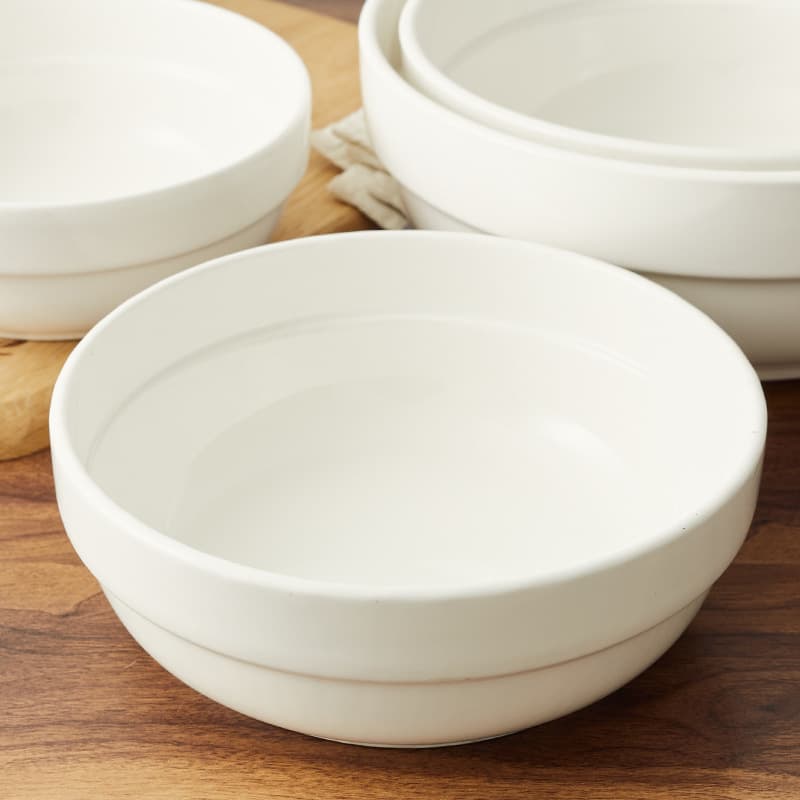 Thickened Rim Noodle Bowl, Pure White Ceramic Bowl, Stackable Daily Tableware, Ceramic Noodle Bowl, Thickened Noodle Bowl
