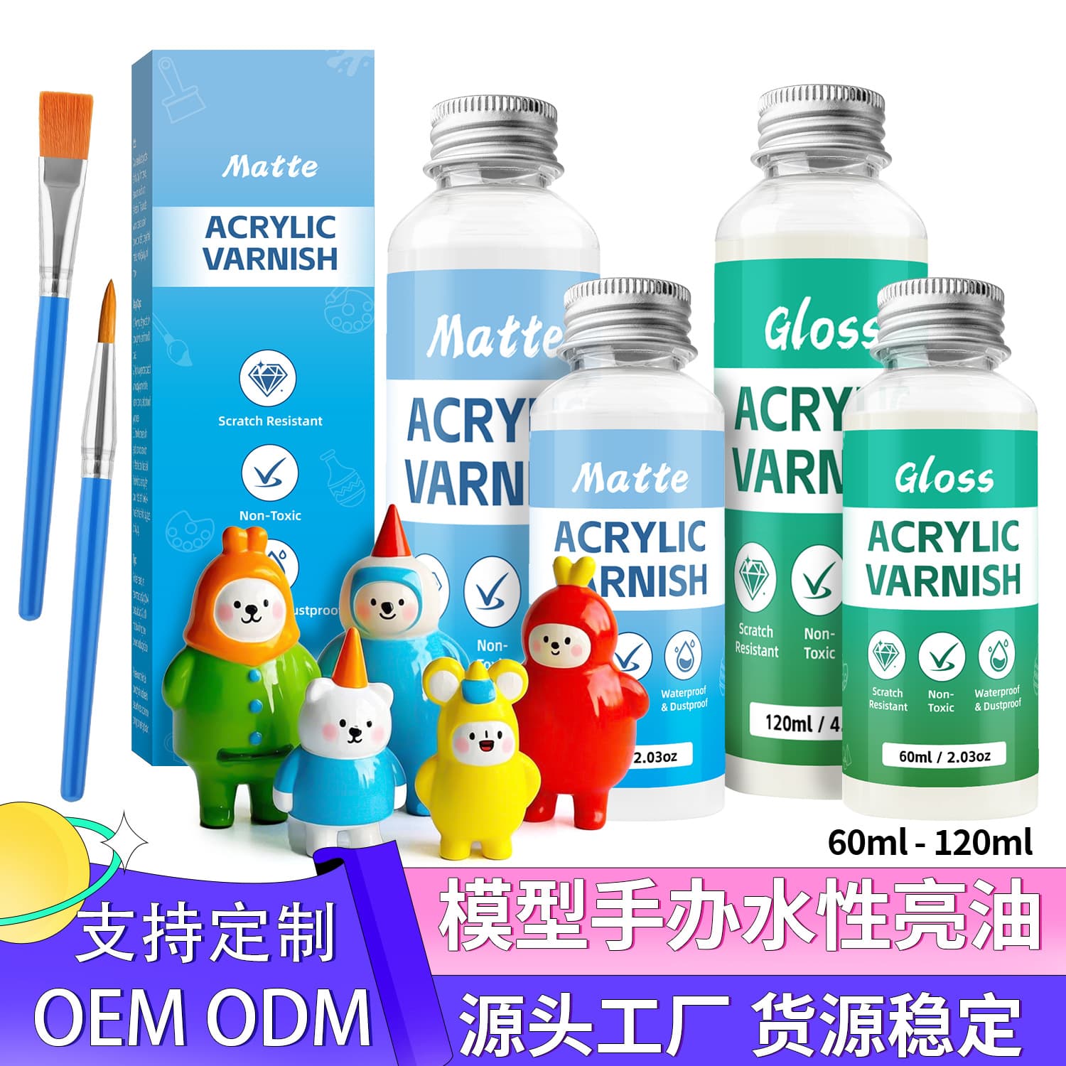 Cross-border Wholesale Handmade DIY Plaster Doll Coating Water-Based Gloss Oil Ceramic Dust-Proof Matte Oil Gloss Agent