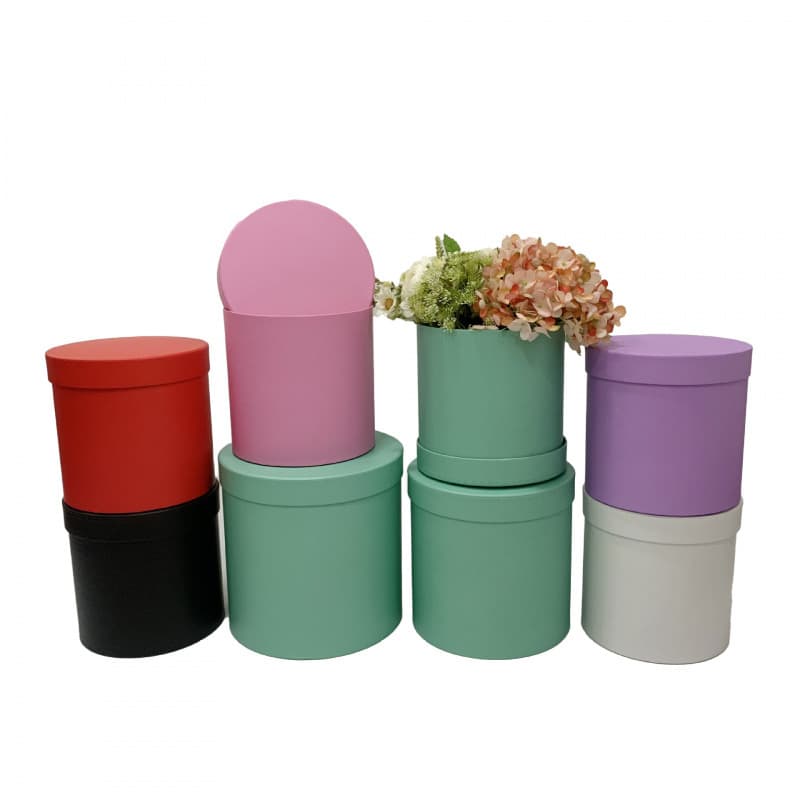 Sisi Basic Solid Color Round Set of 3 Hug Bucket Fresh Flower Gift Box Flower Box Round Bucket Box