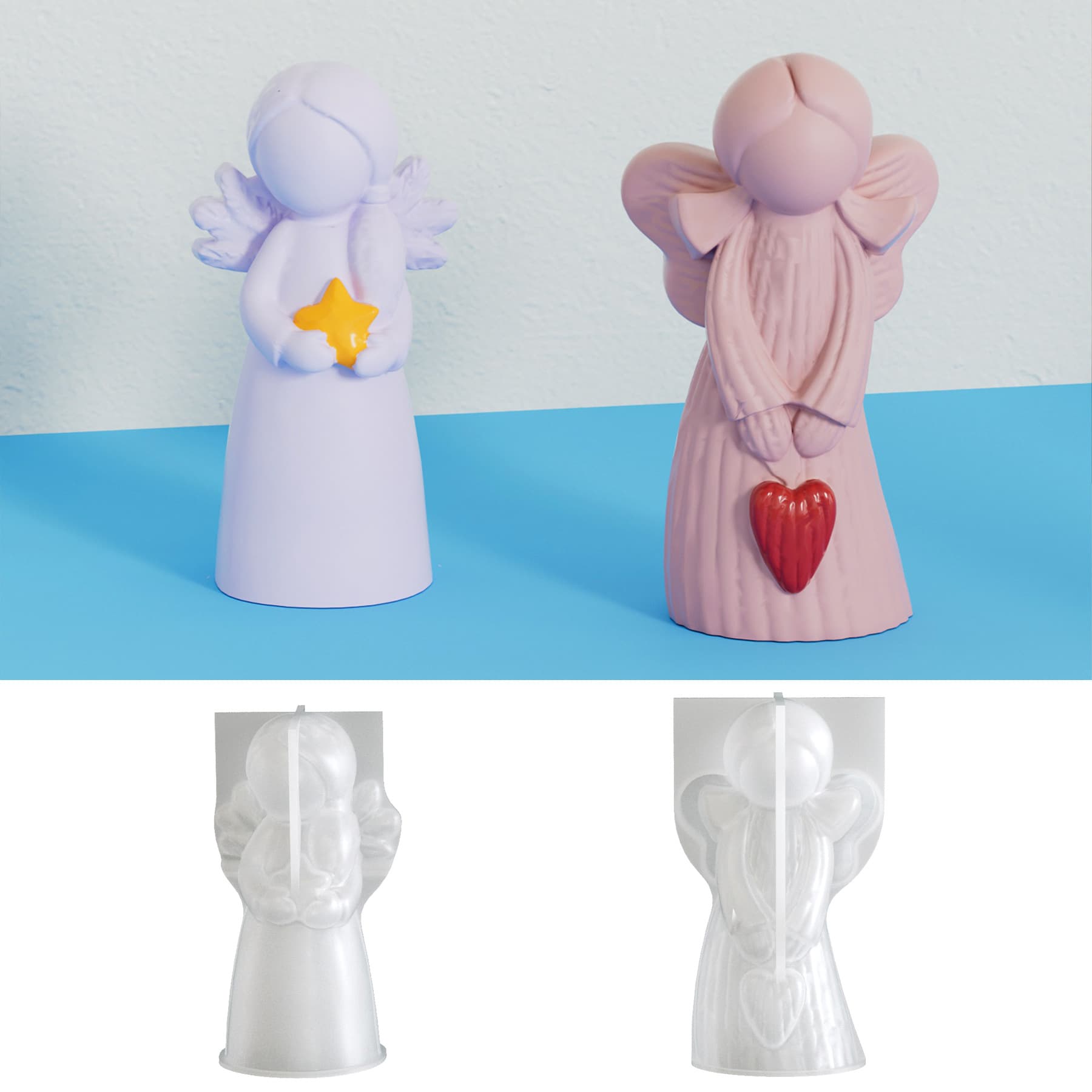 Cross-border angel wings girl silicone mold diy glossy striped angel candle plaster mold