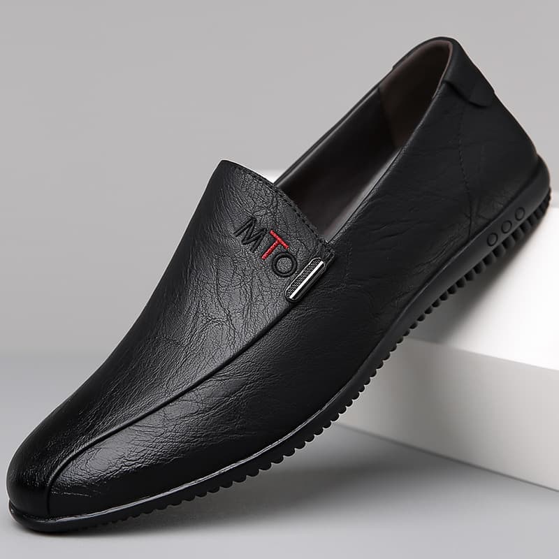 Men's Leather Shoes 2026 New Breathable Casual Loafers Slip-On Leather Shoes Soft Sole Soft Upper Driving Casual Shoes