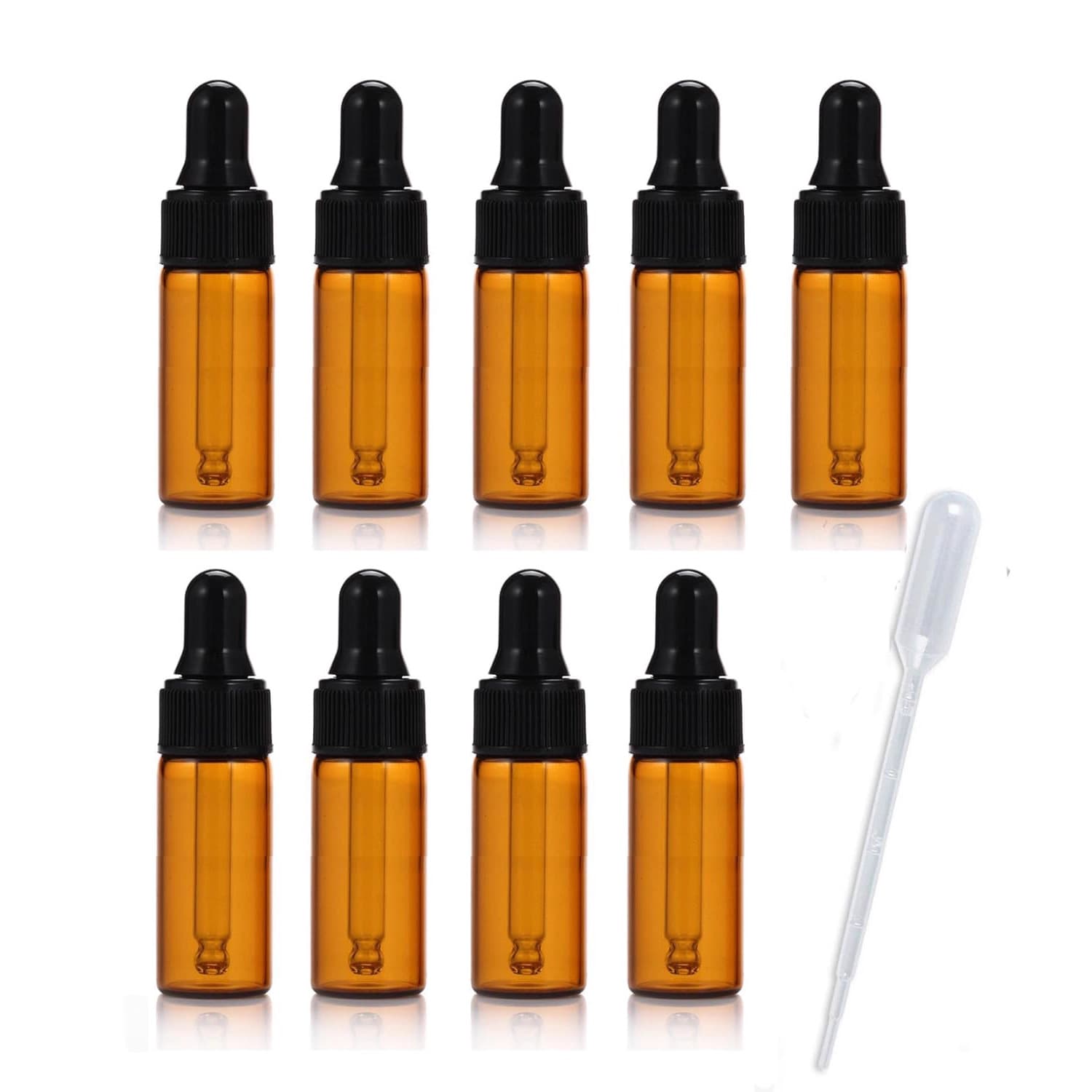 Cross-border Amber Glass Essential Oil Bottle 2ml 3ml 5ml Dropper Bottle Serum Bottle Essential Oil Refill Bottle Glass Dropper Bottle