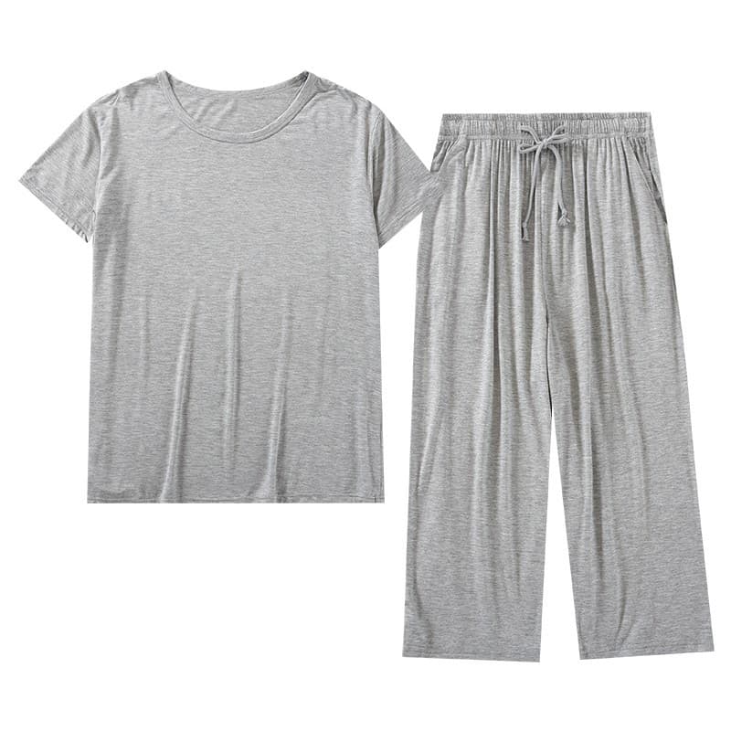 Factory Wholesale Men's Round Neck Modal Casual Short Sleeve Seven-Point Set Pajama Home Wear Summer Cool Feeling