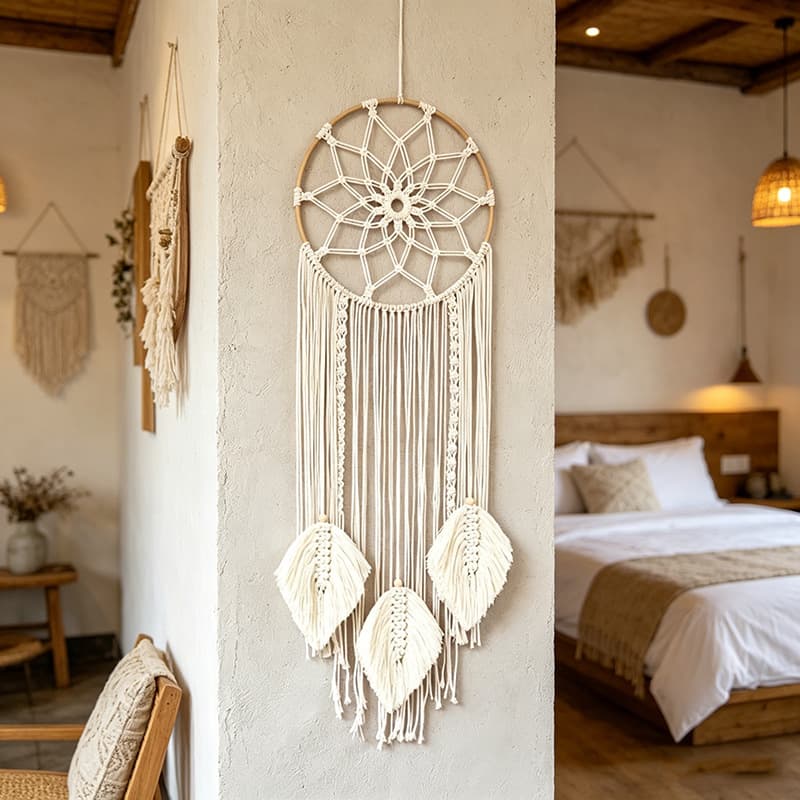 Nordic Ins Leaf Dreamcatcher Handwoven Tapestry B&B Home Background Wall Decoration Wall Hanging Cross-Border Bestseller