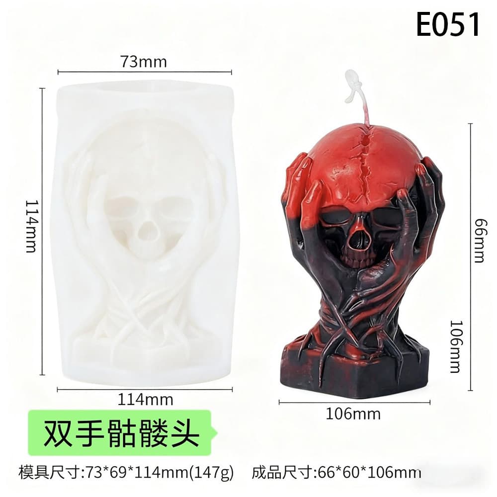Halloween Scary Skull Aromatherapy Candle Mold DIY Handmade Plaster Ornament Silicone Mold