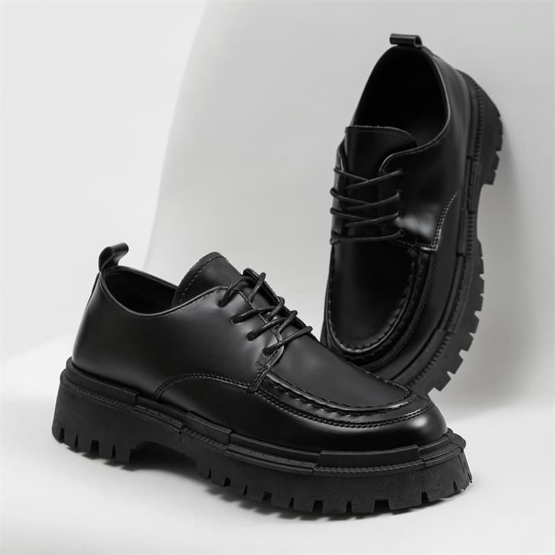 2024 New Business Leather Shoes Thick Sole Casual Men's Loafers British Style Formal Big Head Shoes Korean Trendy Male