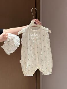 Baby Romper Baby Girl Thin Floral Sleeveless Bodysuit Fashionable Cute Romper Summer Single Bodysuit Cotton